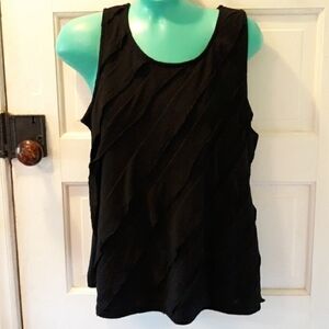 New Directions large black ruffled tank top